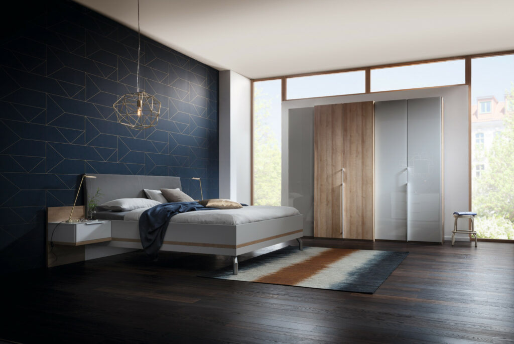 Slaapkamer wit hoogglans met hout
