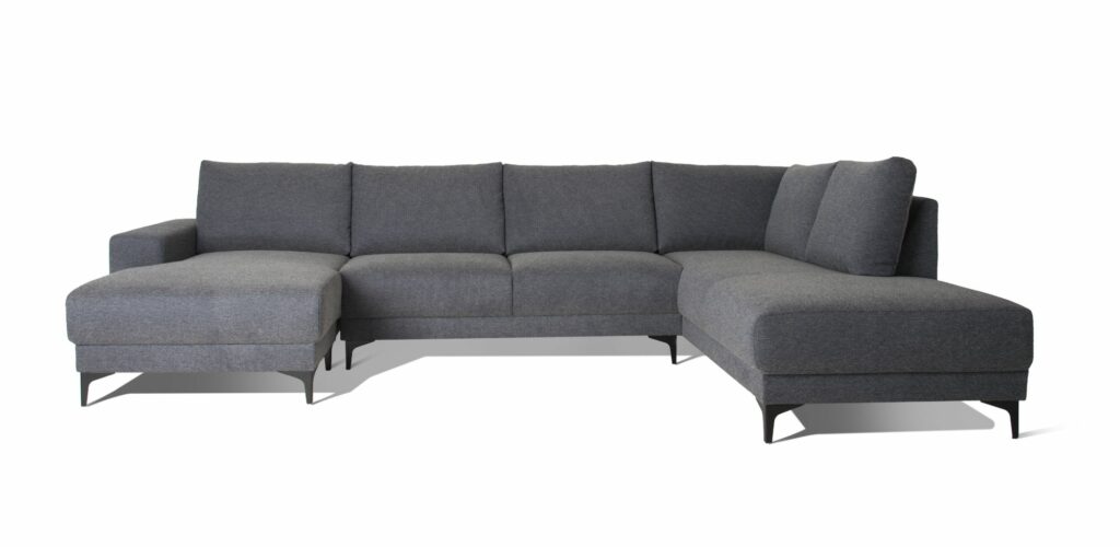 Strakke zitcombinatie met longchair en open hoek