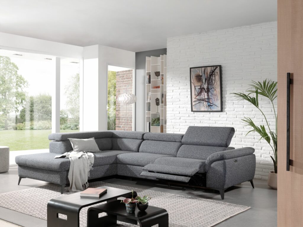 Salon in stof met relaxfunctie