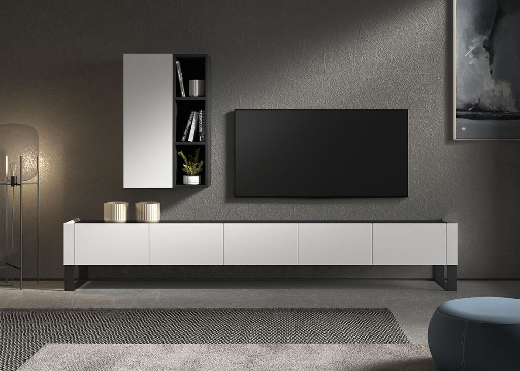 Bepalen Preek Dagelijks TV-meubel in witte lak met hangkasten - Meubelen Lucas | Salons, Eetkamers,  slaapkamers