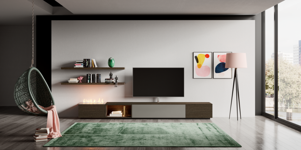 TV-meubel met hangplanken
