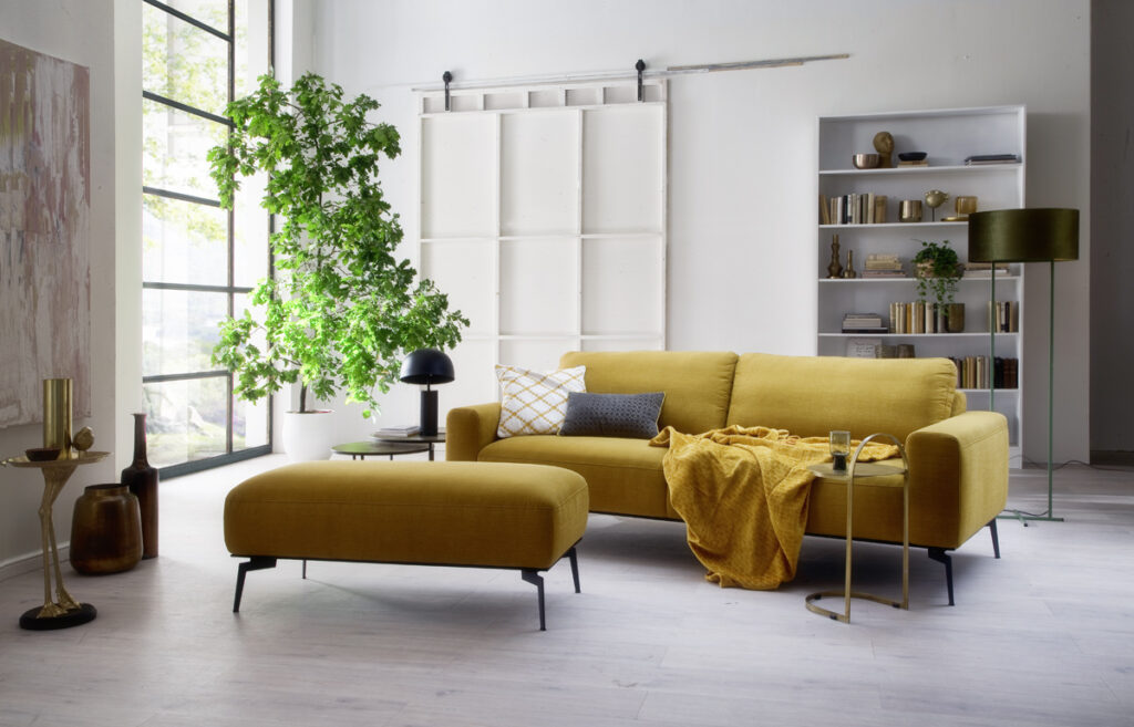 Modern salon in stof & leder