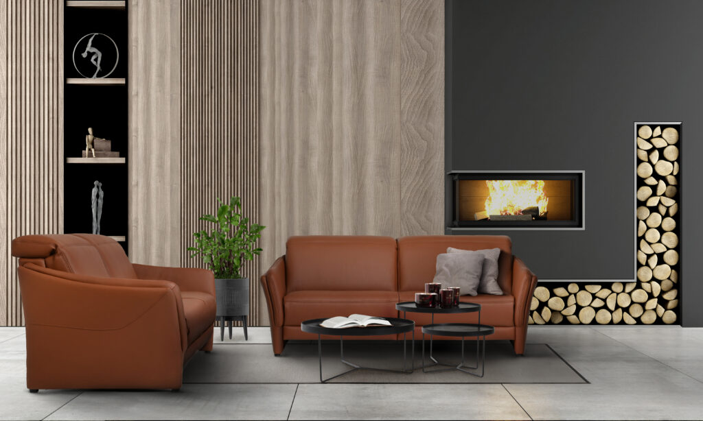 2-zit en 3-zit in leder cognac